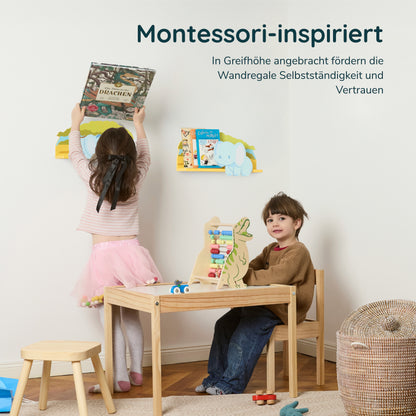 Wandregal 2er Set "Elefanten in der Savanne"