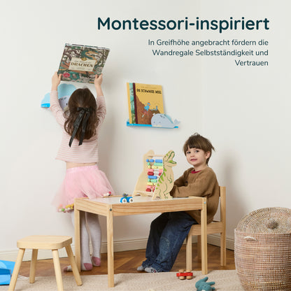 Wandregal 2er Set "Wale im Ozean"