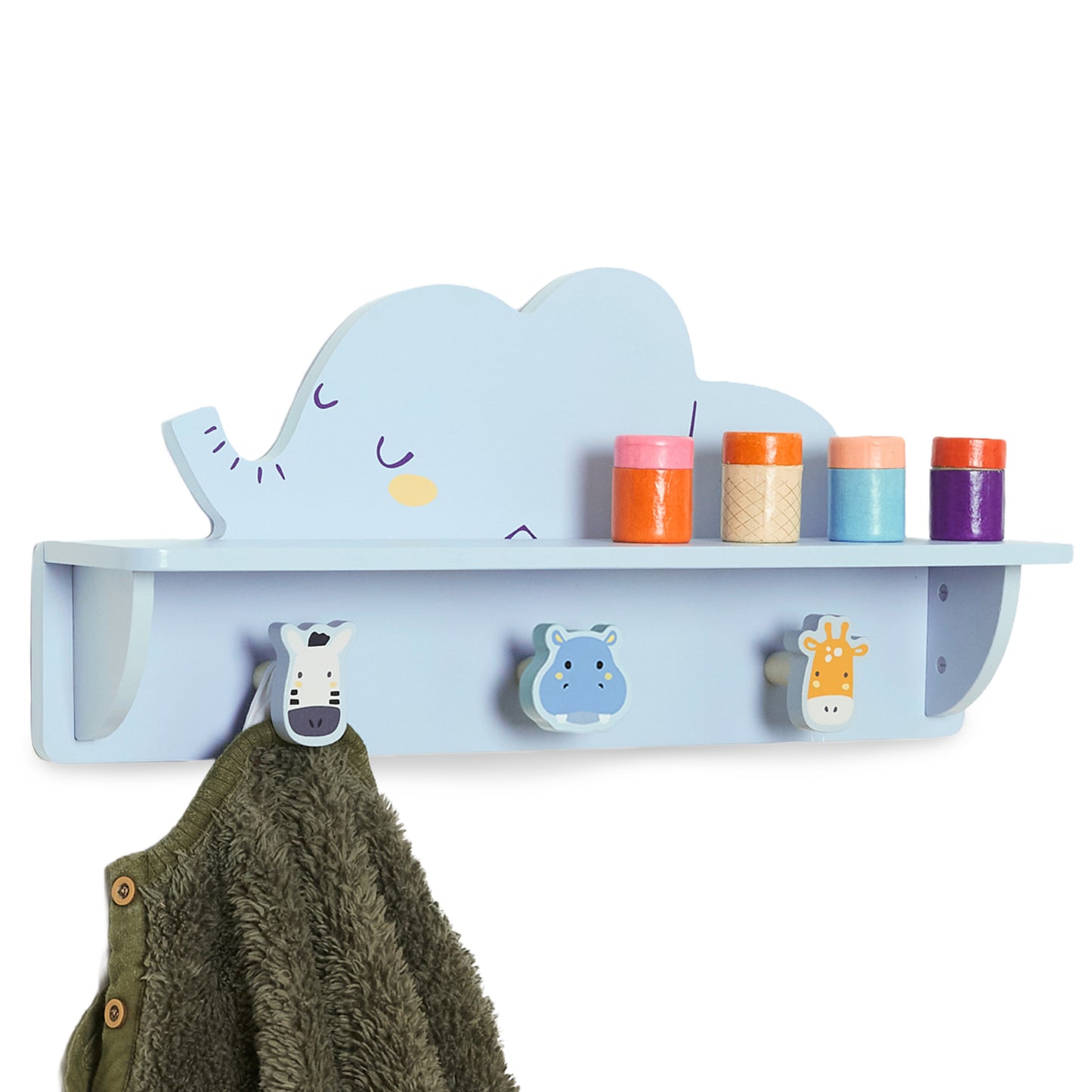 Kindergarderobe aus Holz mit Ablage