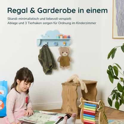 Kindergarderobe aus Holz mit Ablage