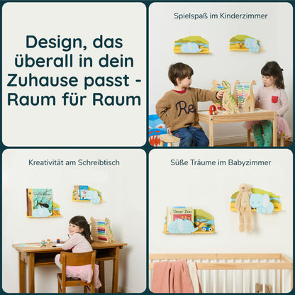 Wandregal 2er Set "Elefanten in der Savanne"