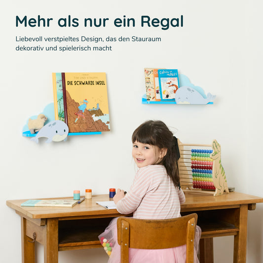 Wandregal 2er Set "Wale im Ozean"