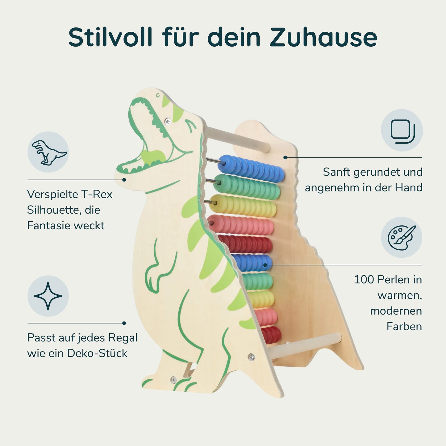 T-Rex Abakus aus Holz
