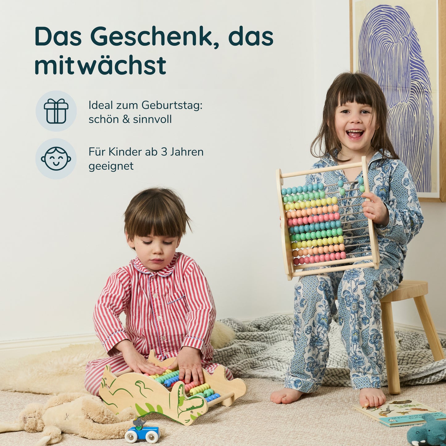 Brontosaurus Abakus aus Holz